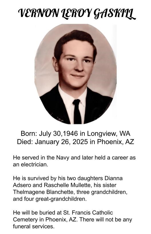 Obituary of Vernon Leroy Gaskill