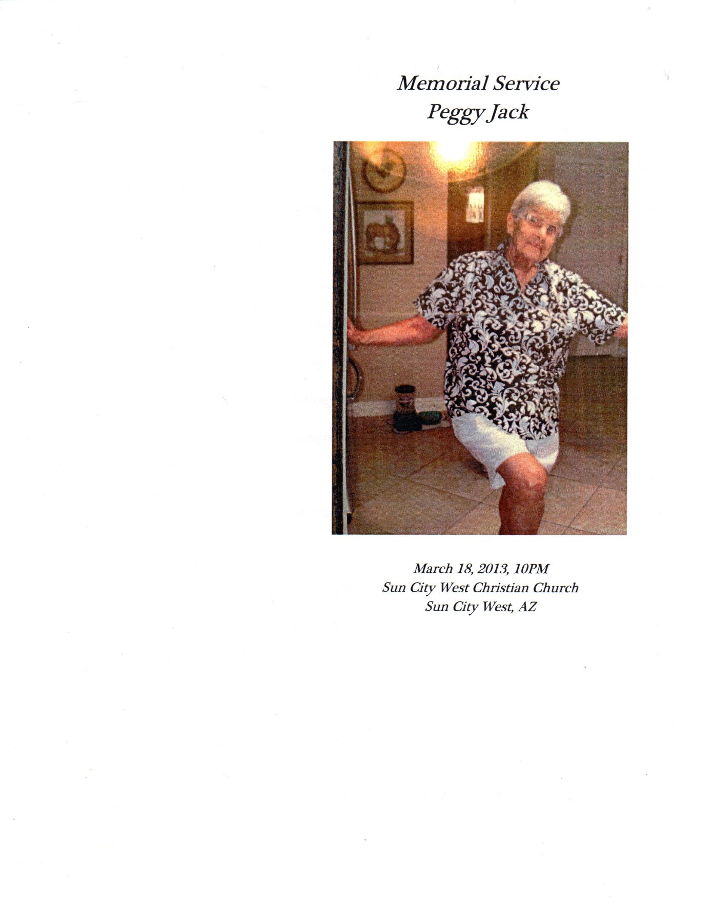 Obituary of Margaret "Peggy" Jackson Jack