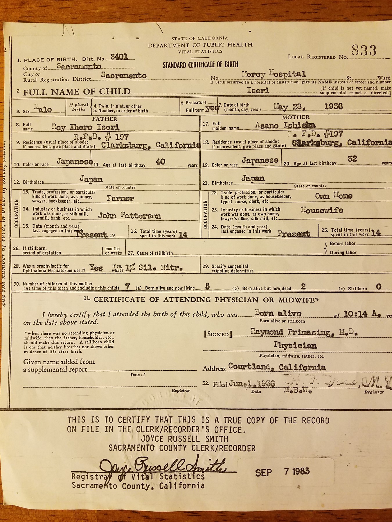 Roy Iseri Obituary San Jose Ca