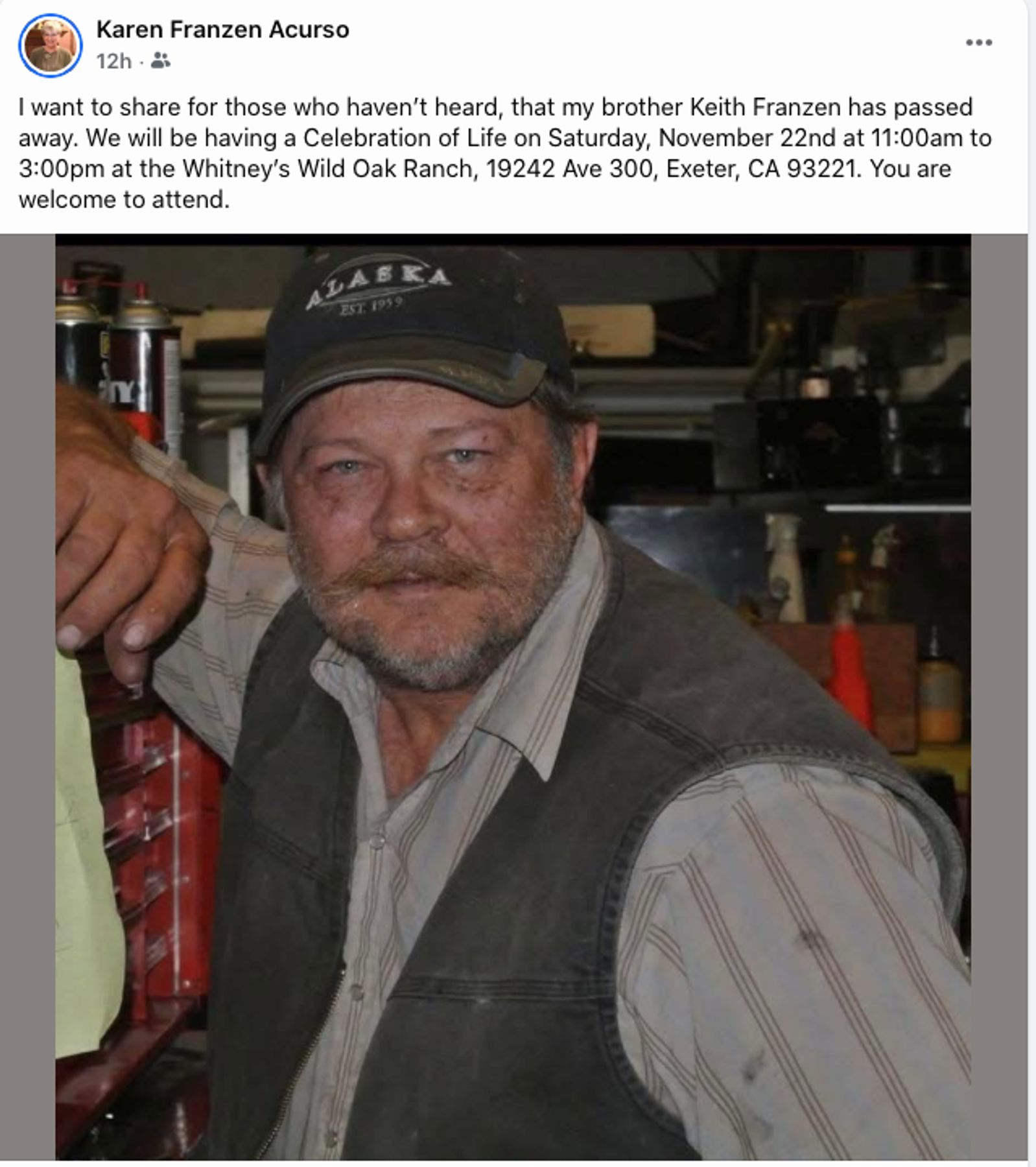 Obituary of Keith Vernon Franzen