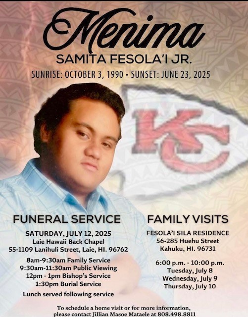 Obituary of Menima Samita Iese Fesolai Jr.
