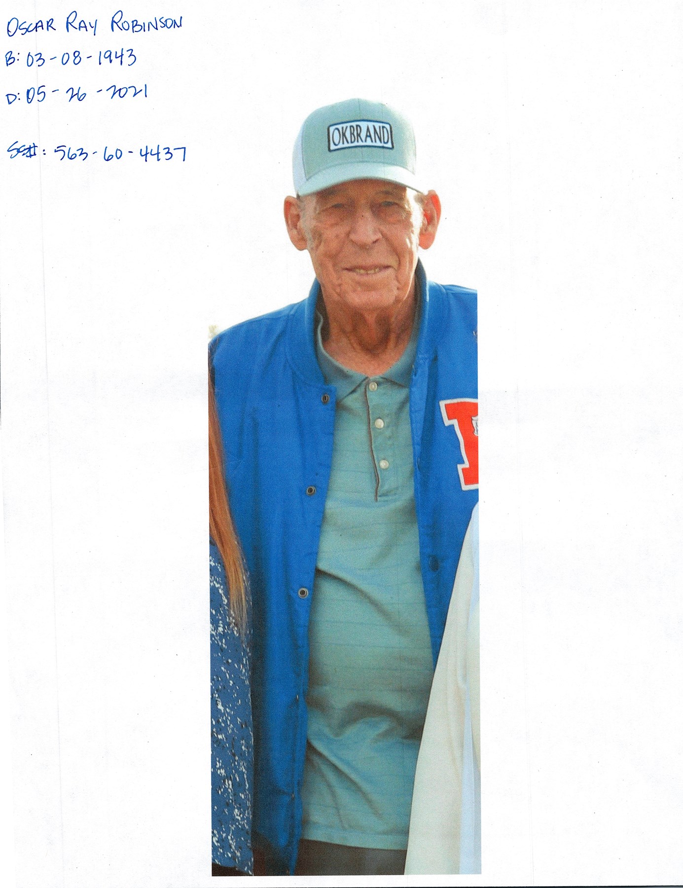 Obituary of Oscar Ray Robinson