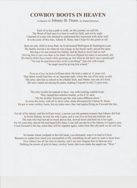 Johnny Dunn Obituary Iowa Park Tx