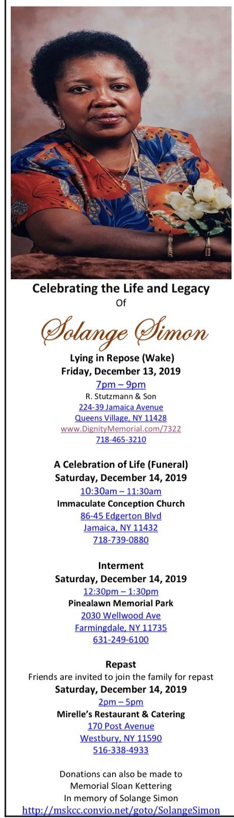 Avis de décès de Solange Simon