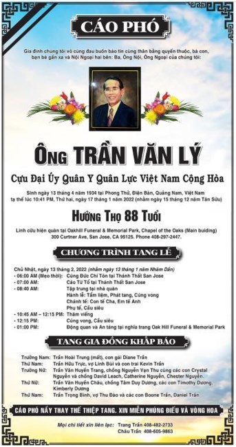 Obituary of Ly Van Tran