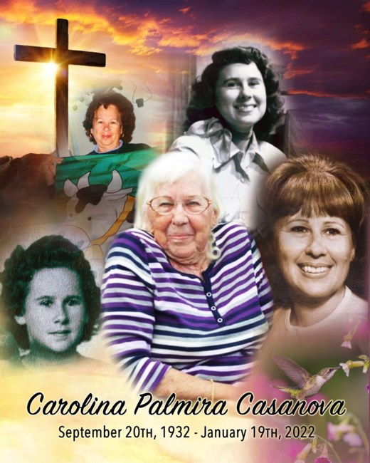 Obituary of Carolina Palmira (Tavolazzi) Casanova