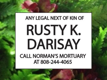 Obituary of Rusty Kalehua Darisay