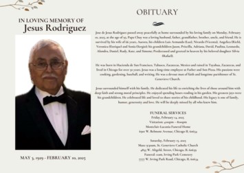 Obituary of Jesus Rodriguez