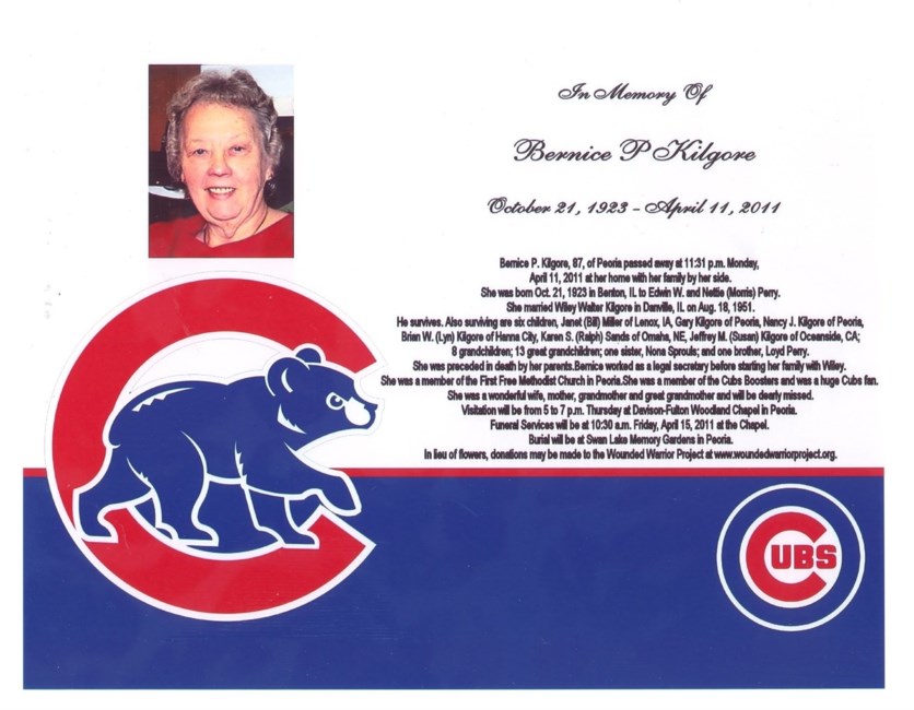 Obituary of Bernice P. Perry Kilgore