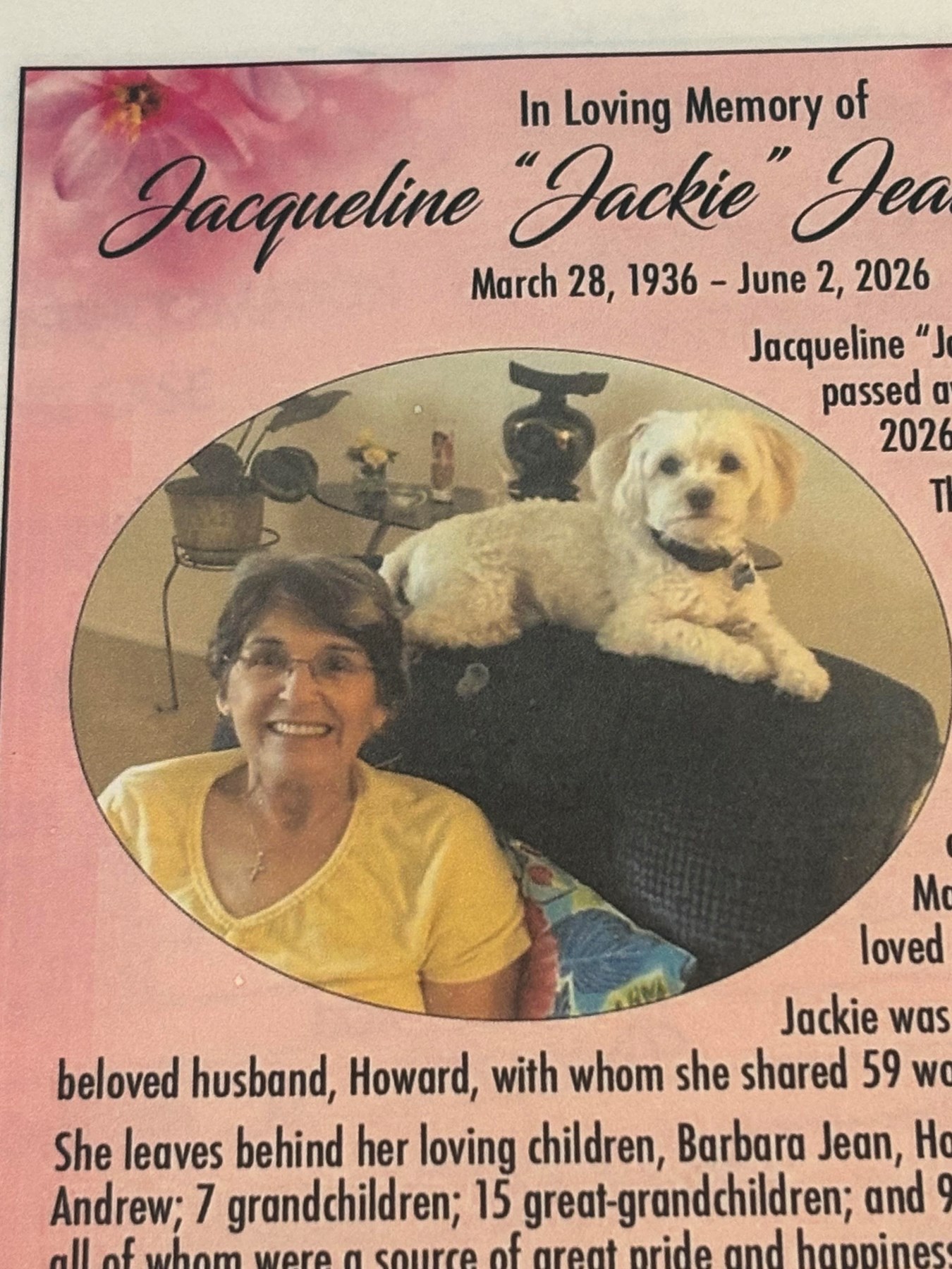 Obituary of Jacqueline Jean Furtado