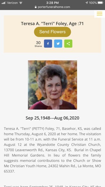 Obituary of Teresa "Terri" A (Petty) Foley