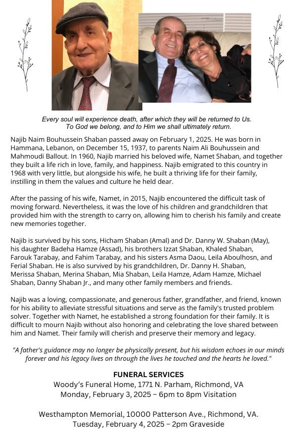 Obituary of Nagib Shaban