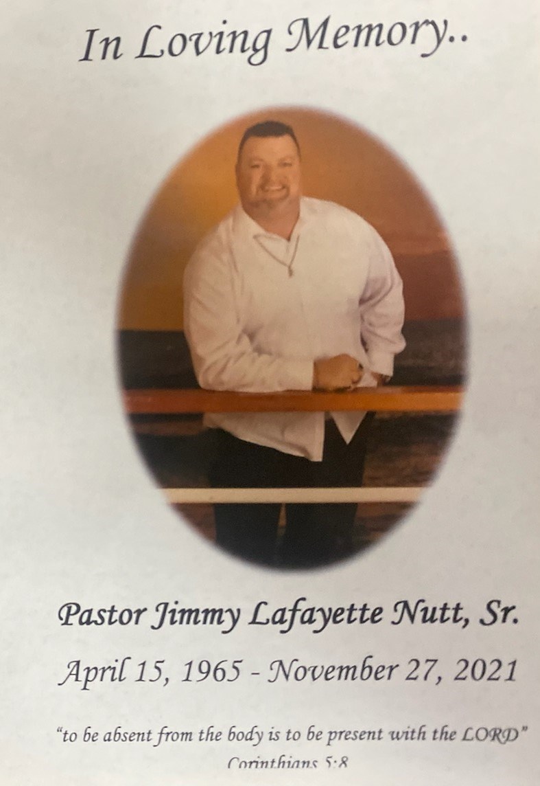 Obituary of Pastor Jimmy L Nutt Sr.