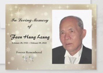 Avis de décès de Foon Leung