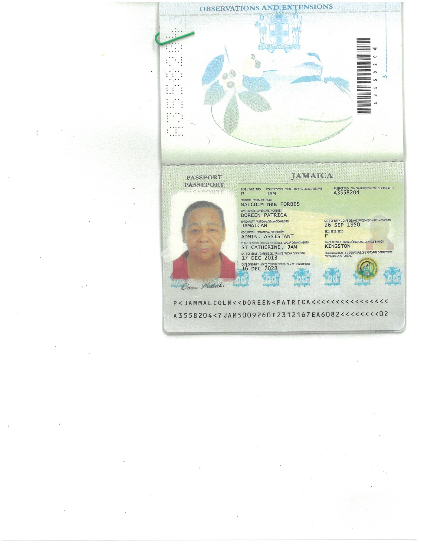 Obituary of Doreen Patrica Malcolm