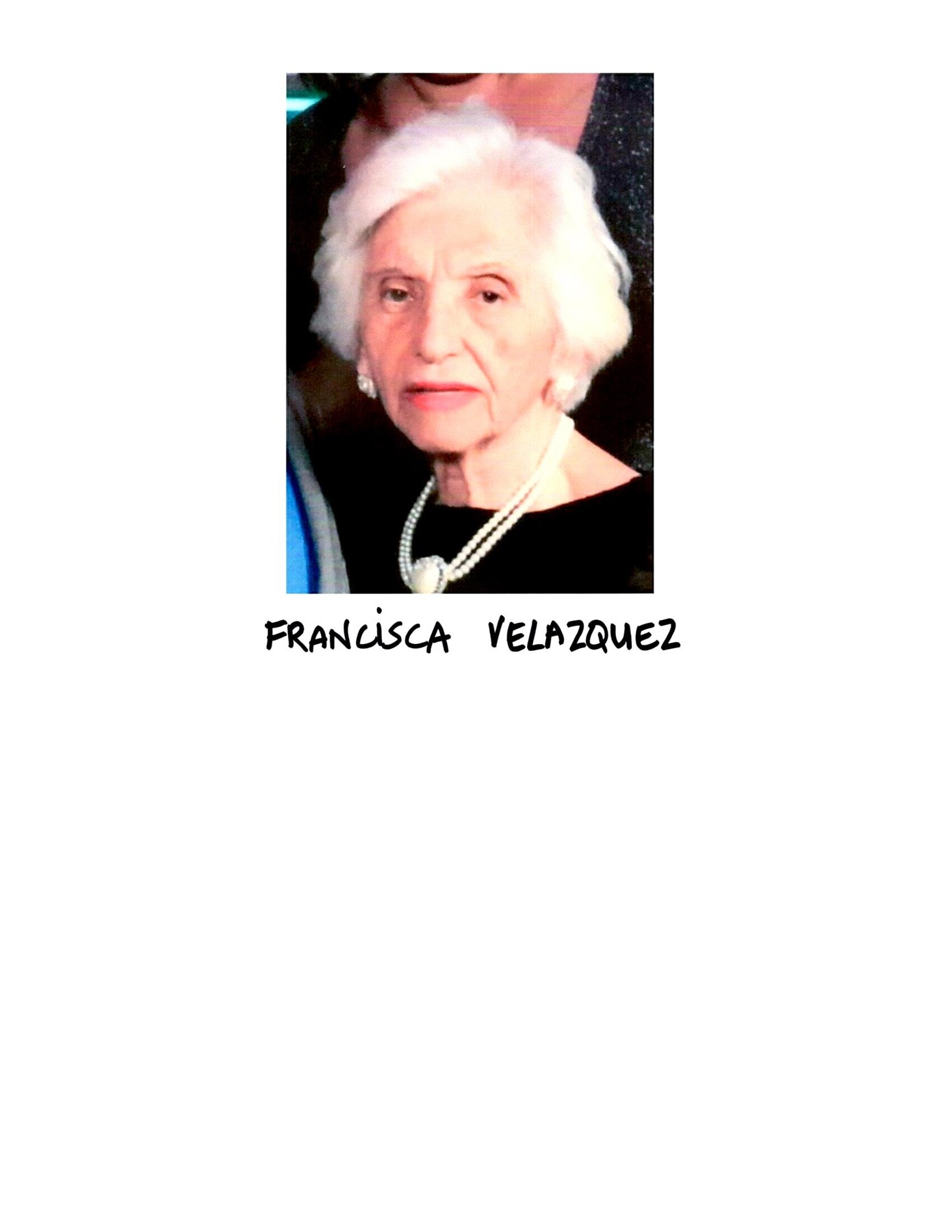Obituary of Francisca Velazquez