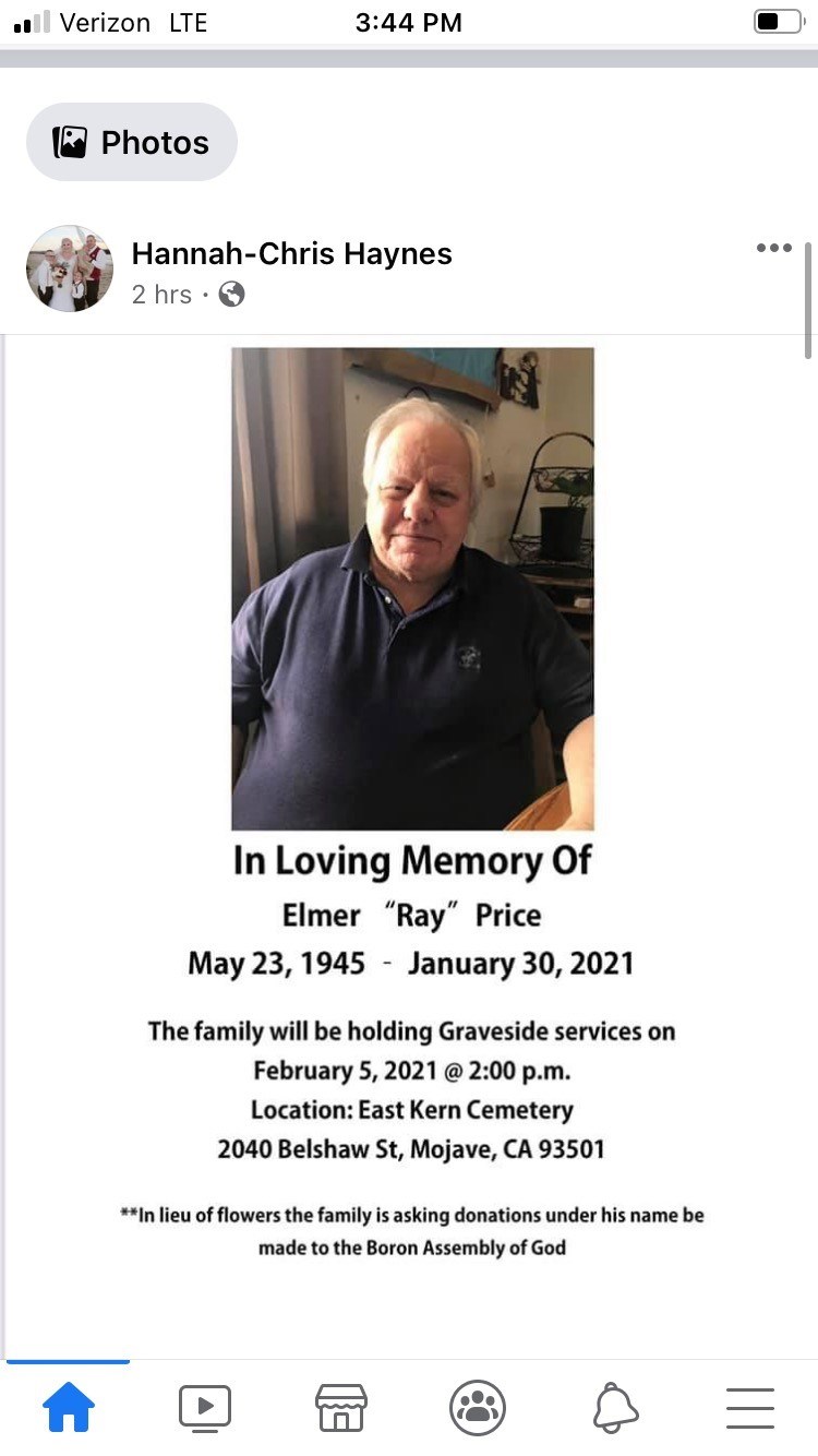 Obituary of Elmer Raymond Price