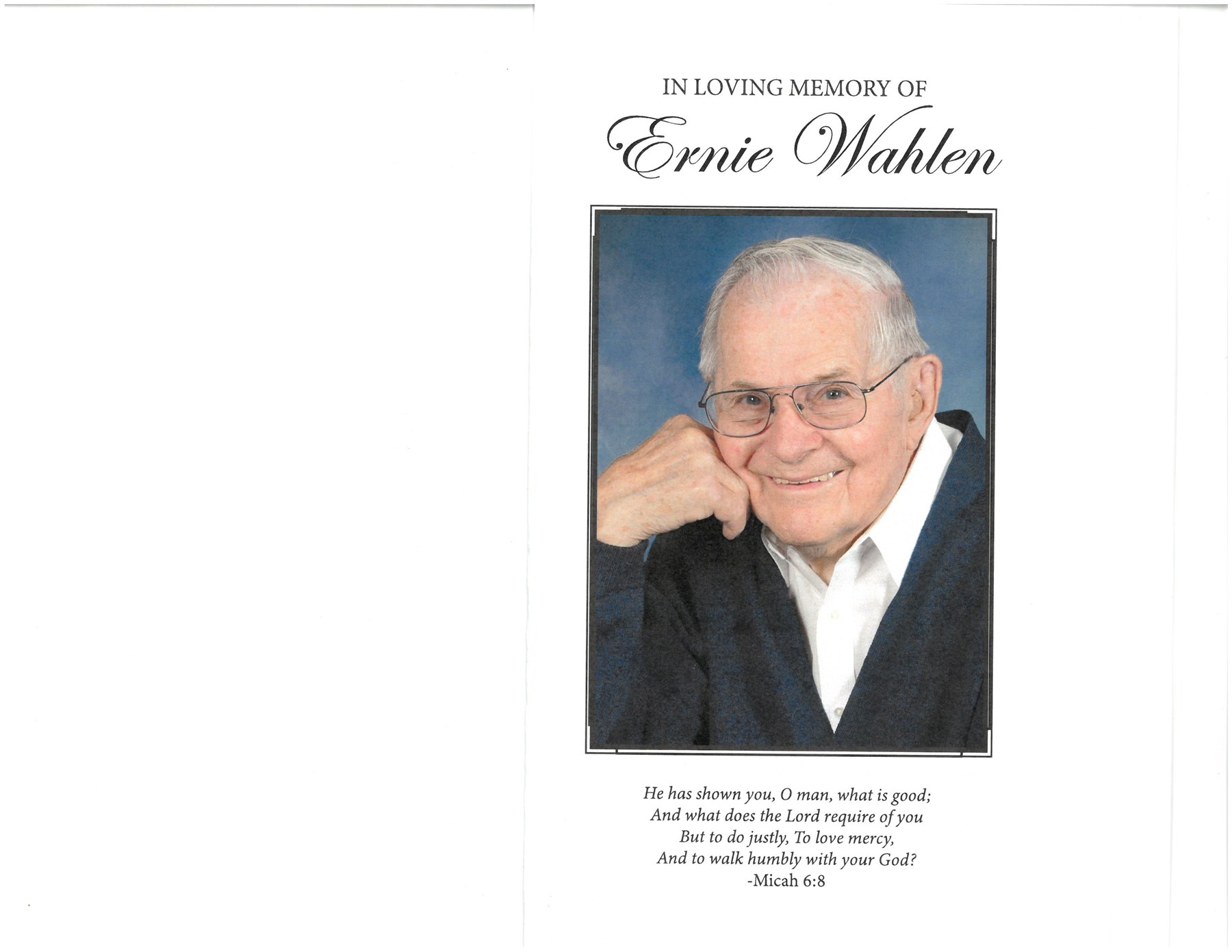 Obituary of Ernest Lloyd Wahlen