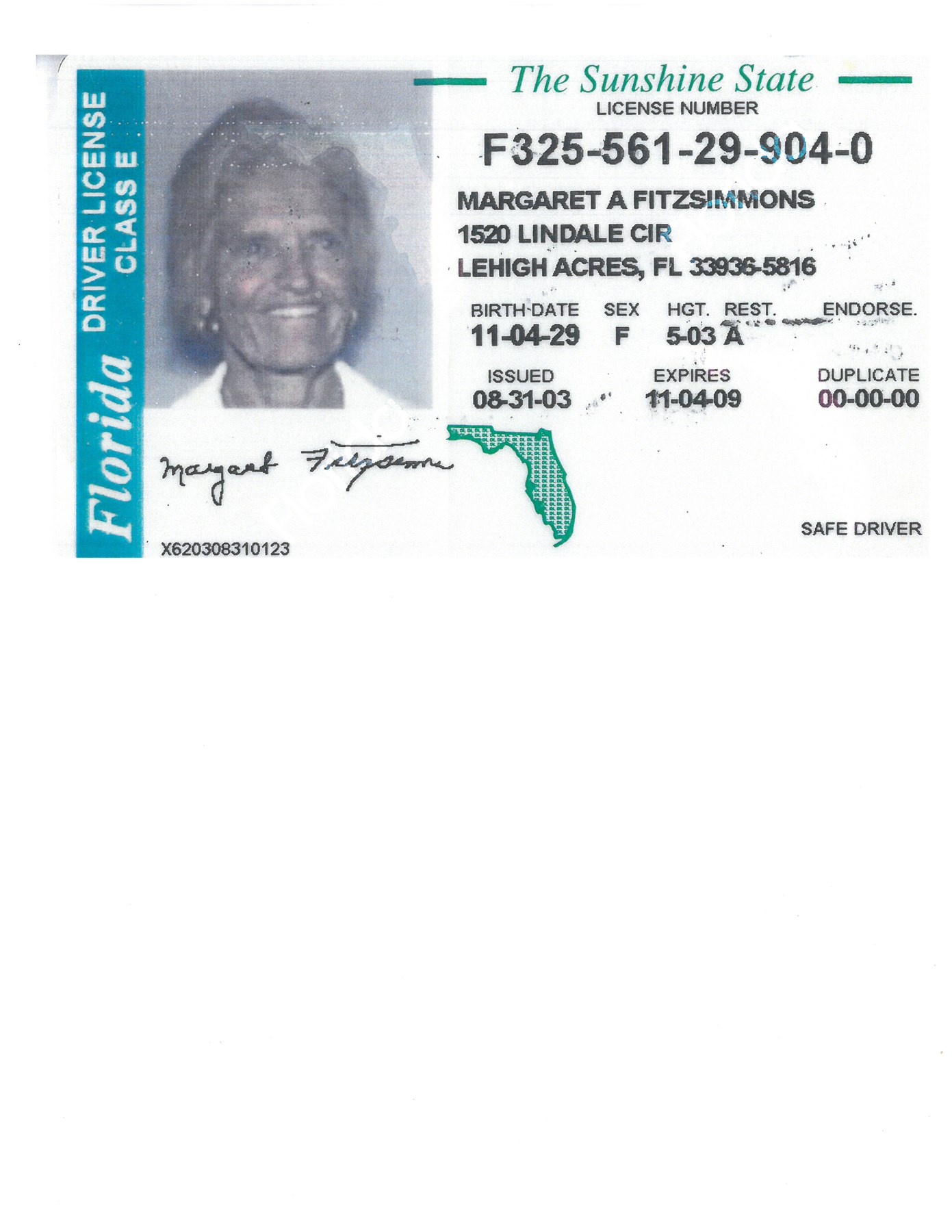 Obituary of Margaret J Fitzsimmons