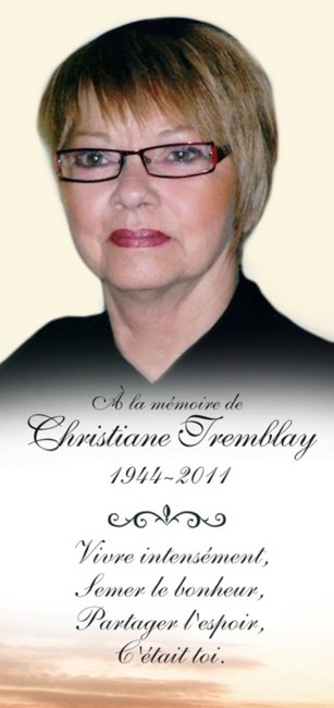 Avis de décès de Christiane Tremblay