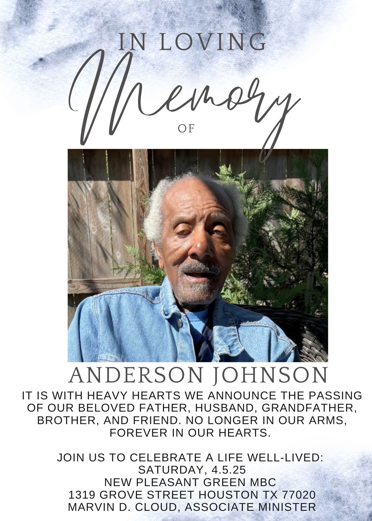 Avis de décès de Anderson Johnson Jr.