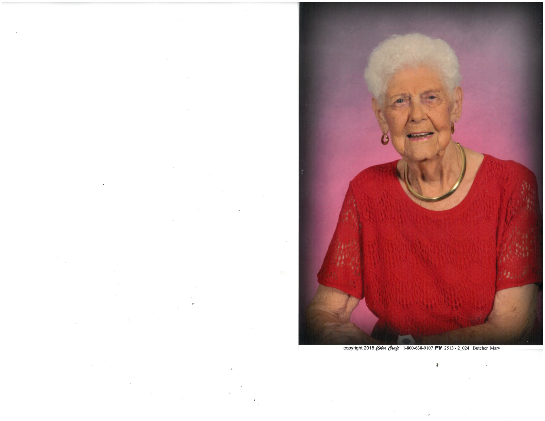 Obituary of Mary Elizabeth Butcher