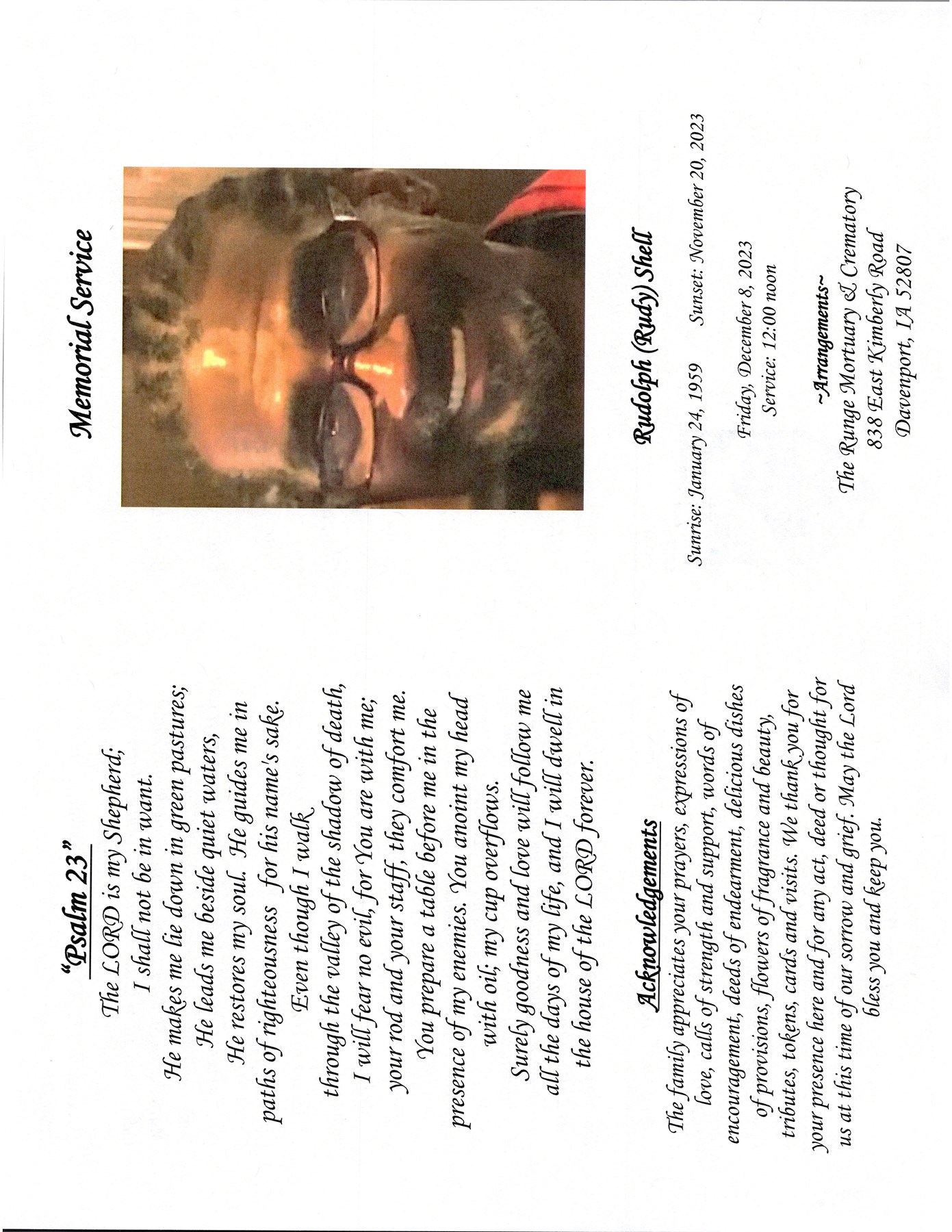 Obituario de Rudolph "Rudy" Shell