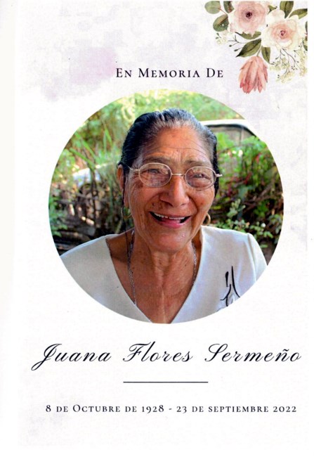 Obituario de Juana Rosario Flores Sermeno