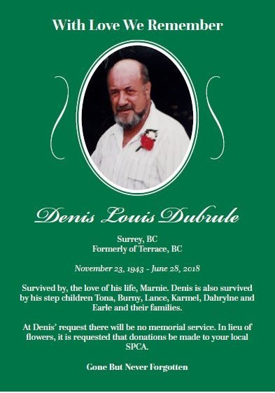 Obituario de Denis Louis Dubrule
