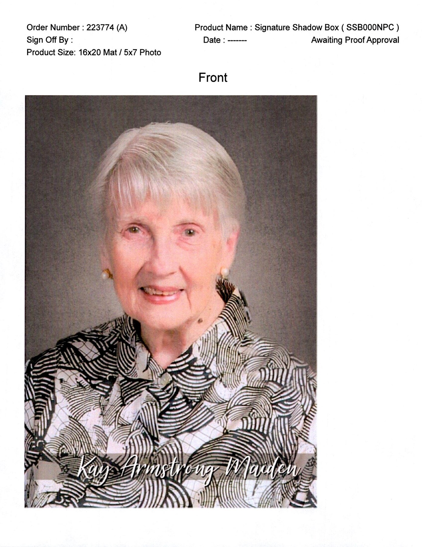 Obituary of Kathlyn Armstrong Maiden