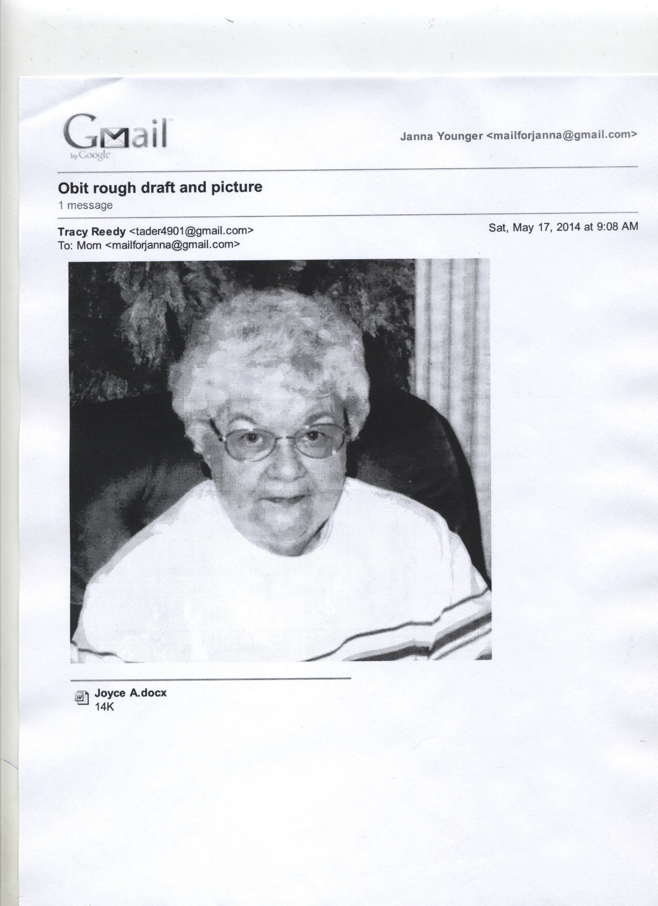 Obituary of Joyce A Switser