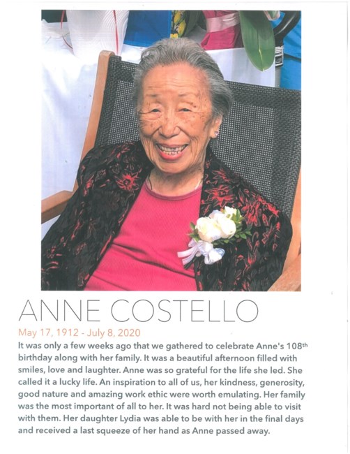 Obituario de Anne Costello