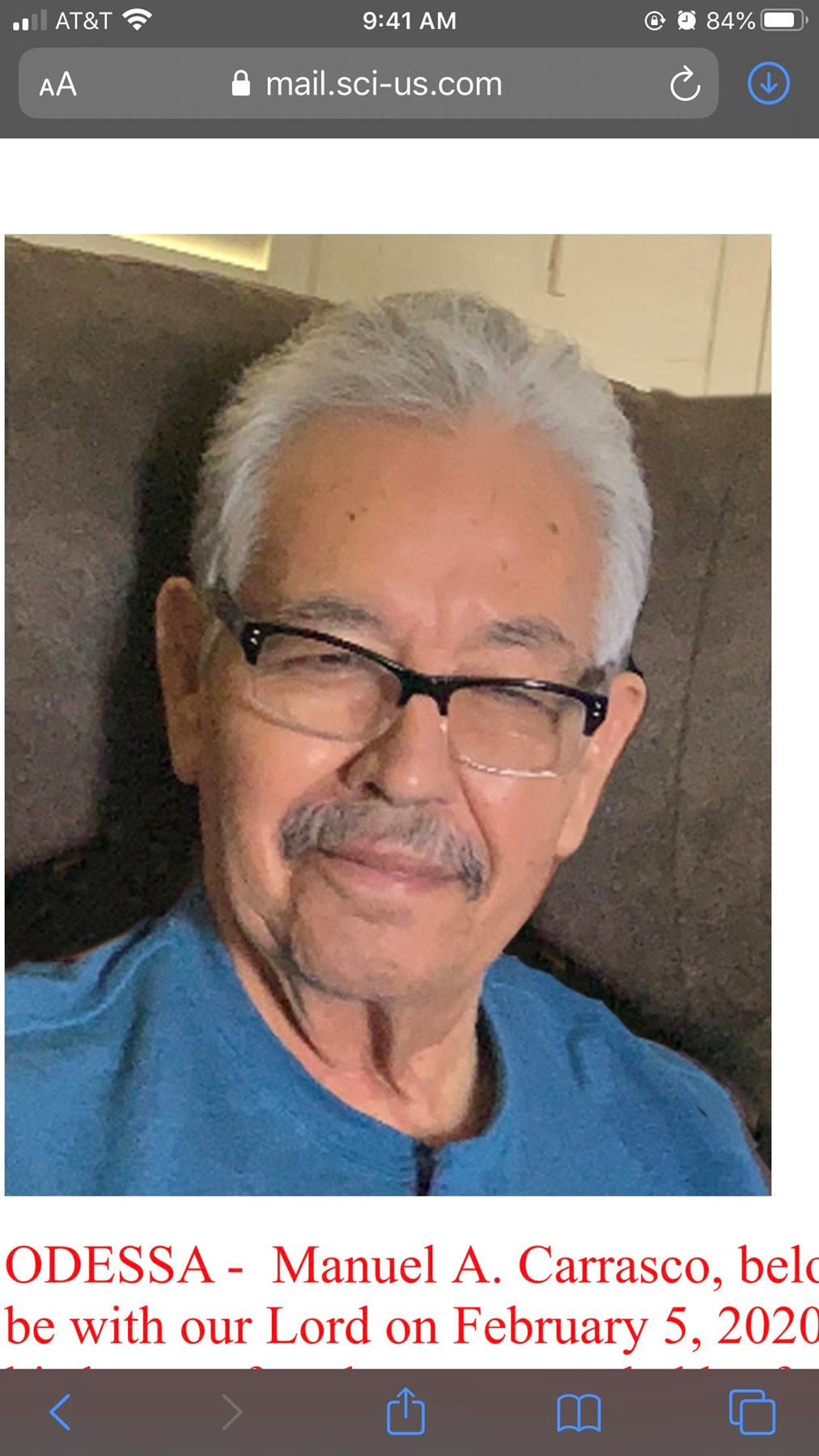 Obituary of Manuel A. Carrasco