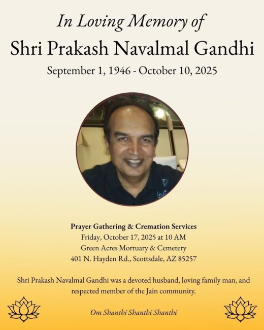Obituary of Prakash Navalmal Gandhi