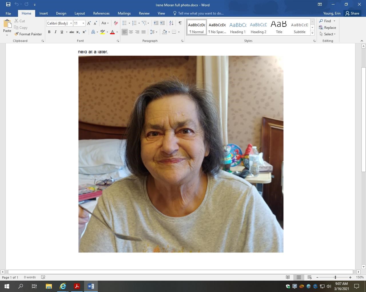 Obituary of Irene Moran