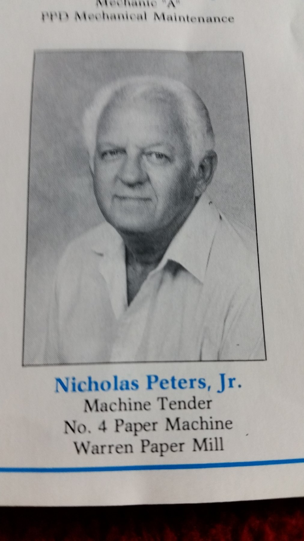 Avis de décès de Nicholas Peters Jr.