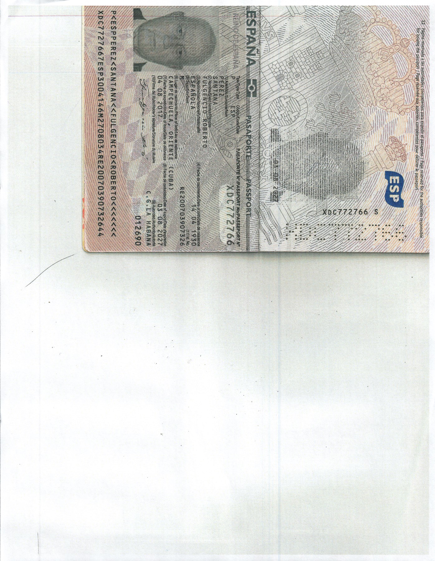 Obituary of Fulgencio Roberto Perez Santana