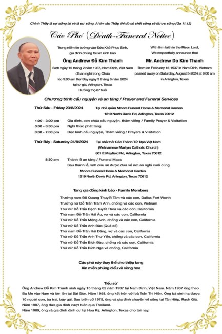 Obituary of Thanh Kim DO