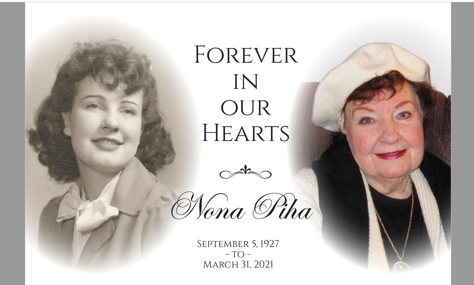 Obituary of Nona Agnes Piha