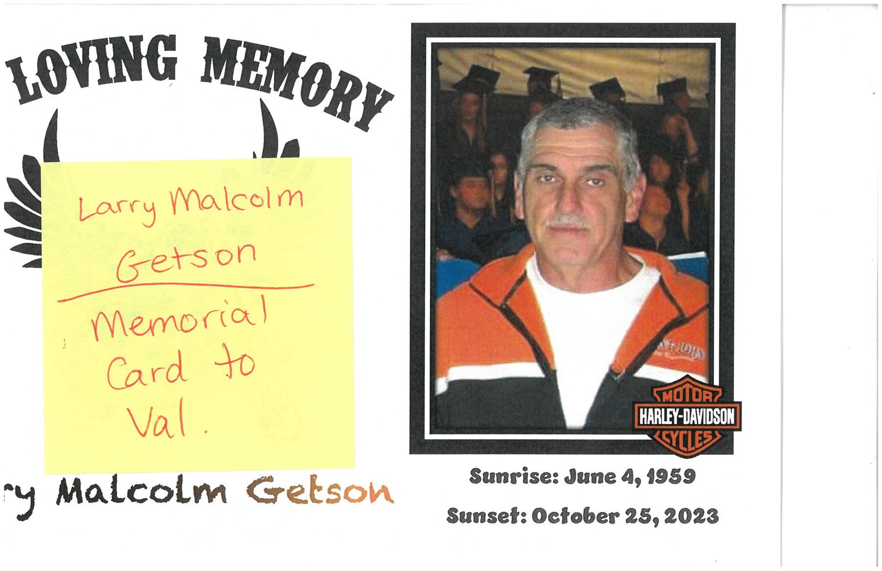 Obituary of Larry Malcolm Getson