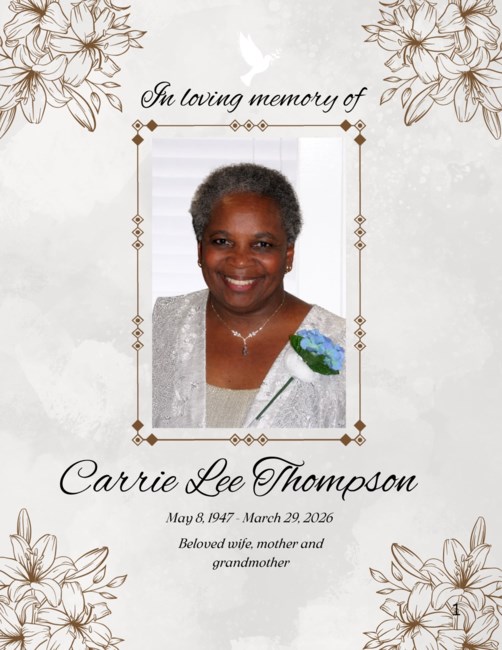 Obituary of Carrie Lee Thompson