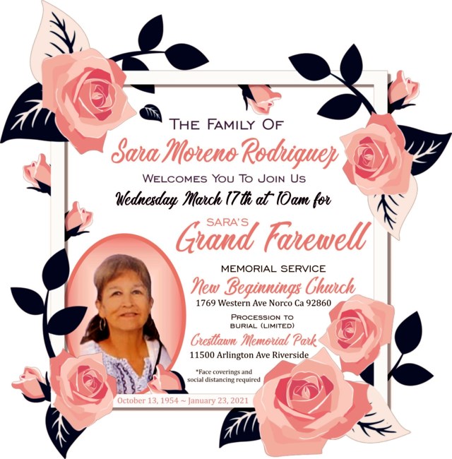 Obituary of Sara Moreno Rodriguez