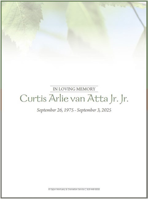 Obituary of Curtis Arlie van Atta Jr. Jr.