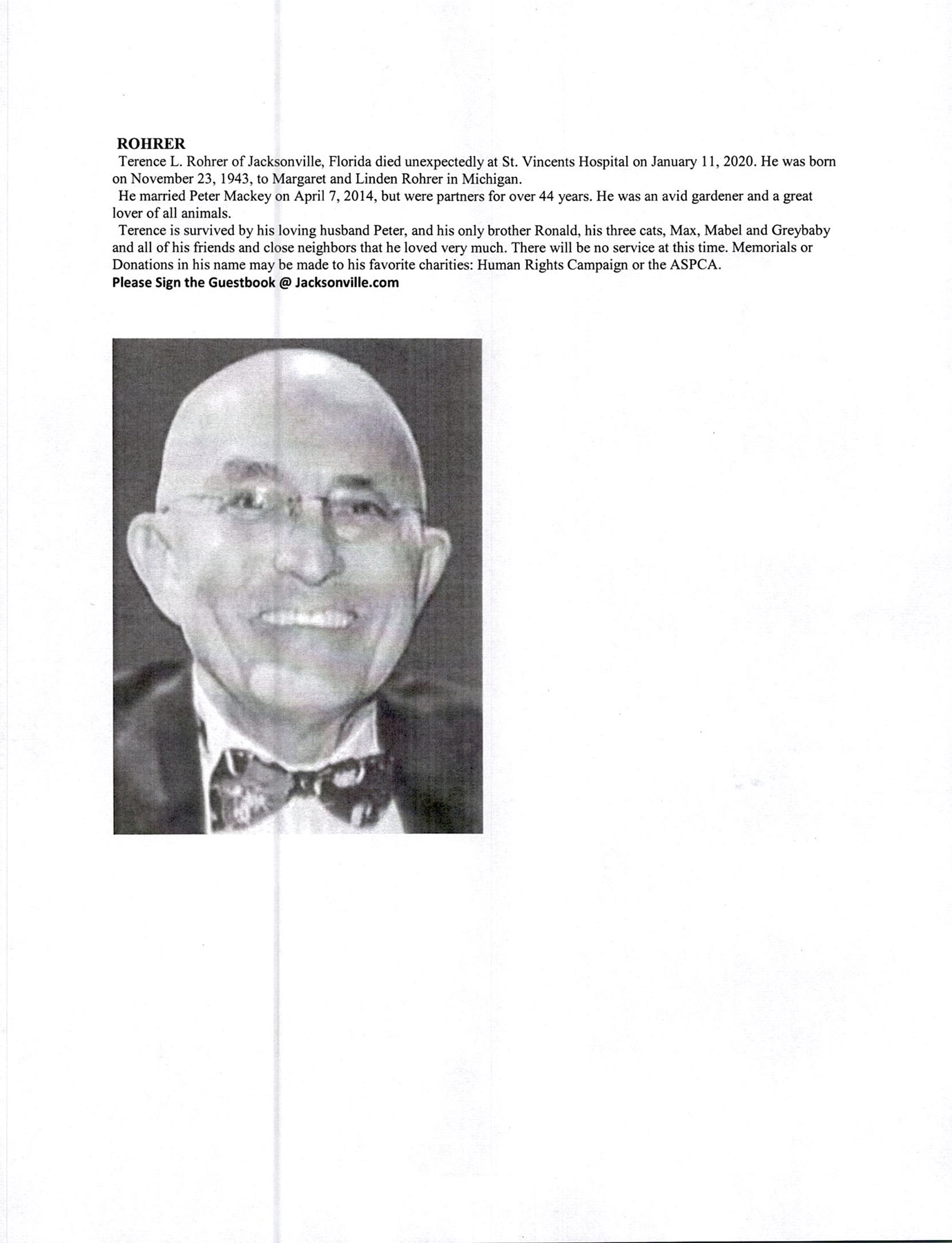 Obituary of Terry Linden Rohrer