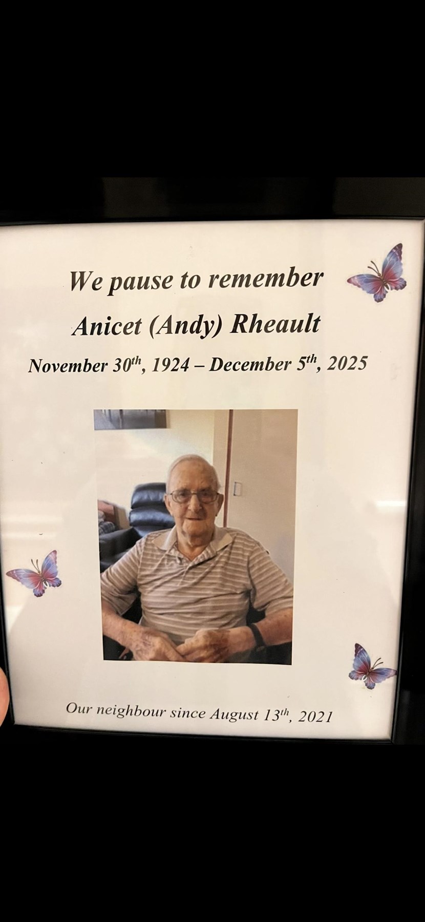 Obituario de Anicet Joseph Rheault