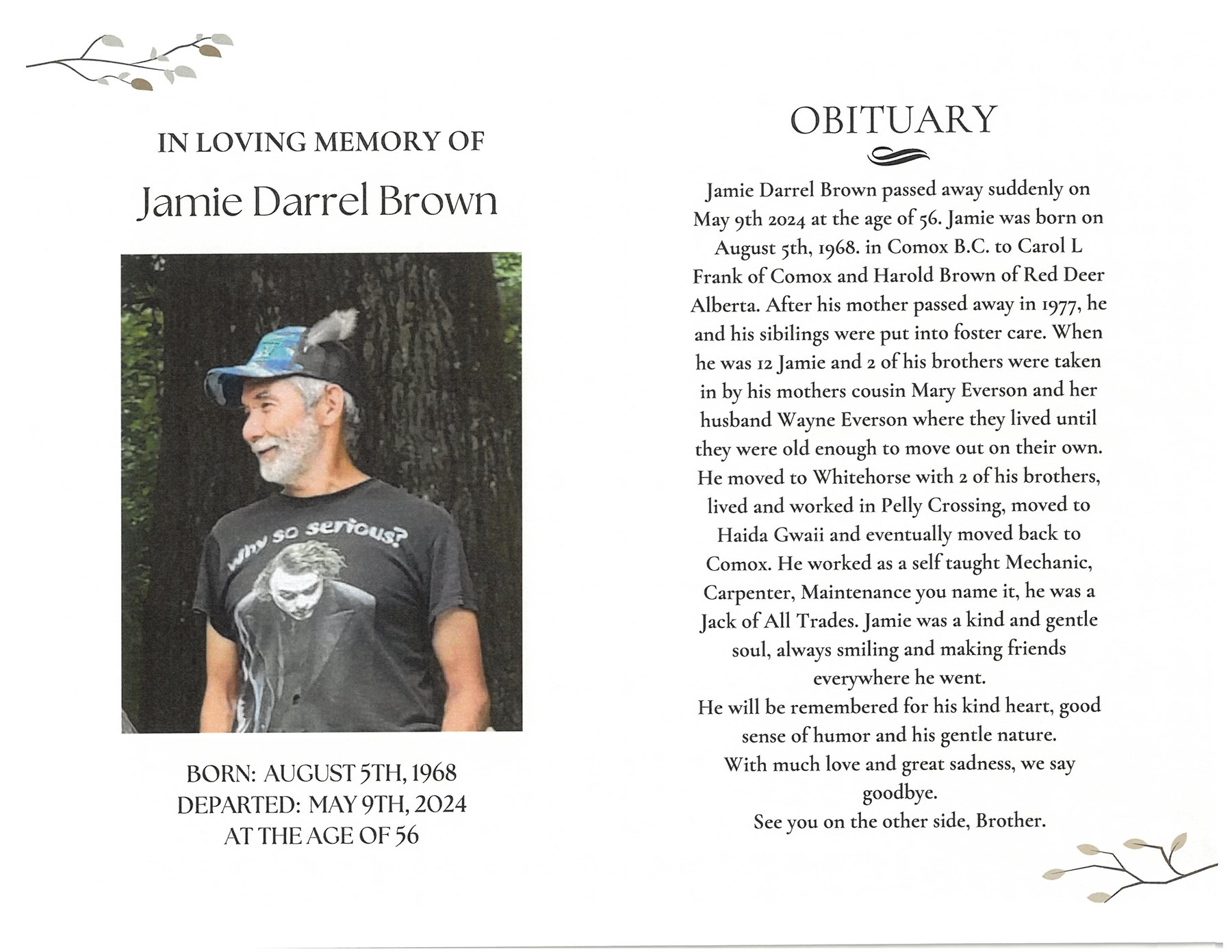 Obituary of Jamie Darrell Brown