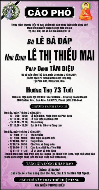 Obituary of Thieu Mai Thi Le