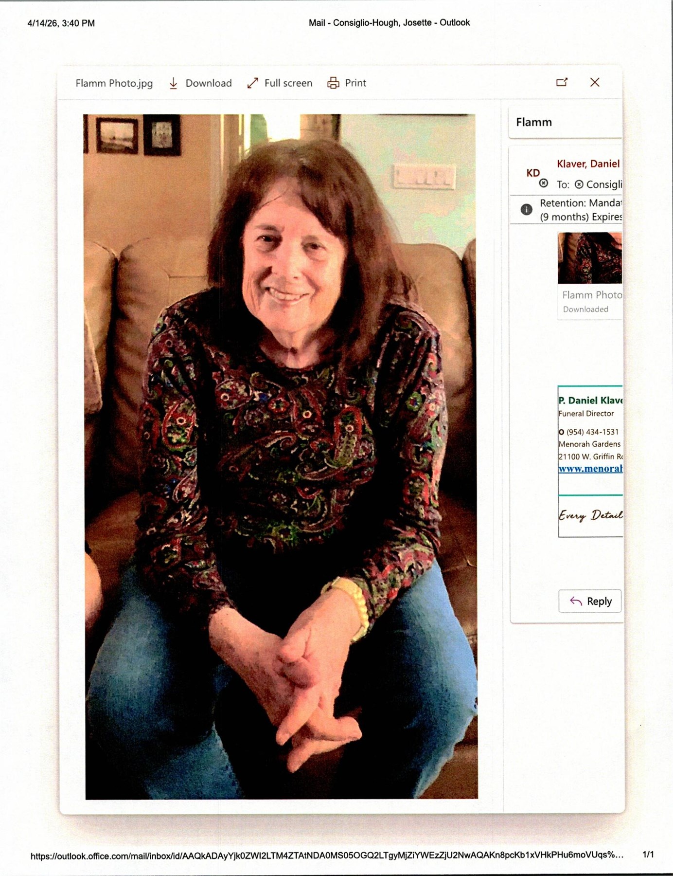 Obituary of Francine Linda Flamm