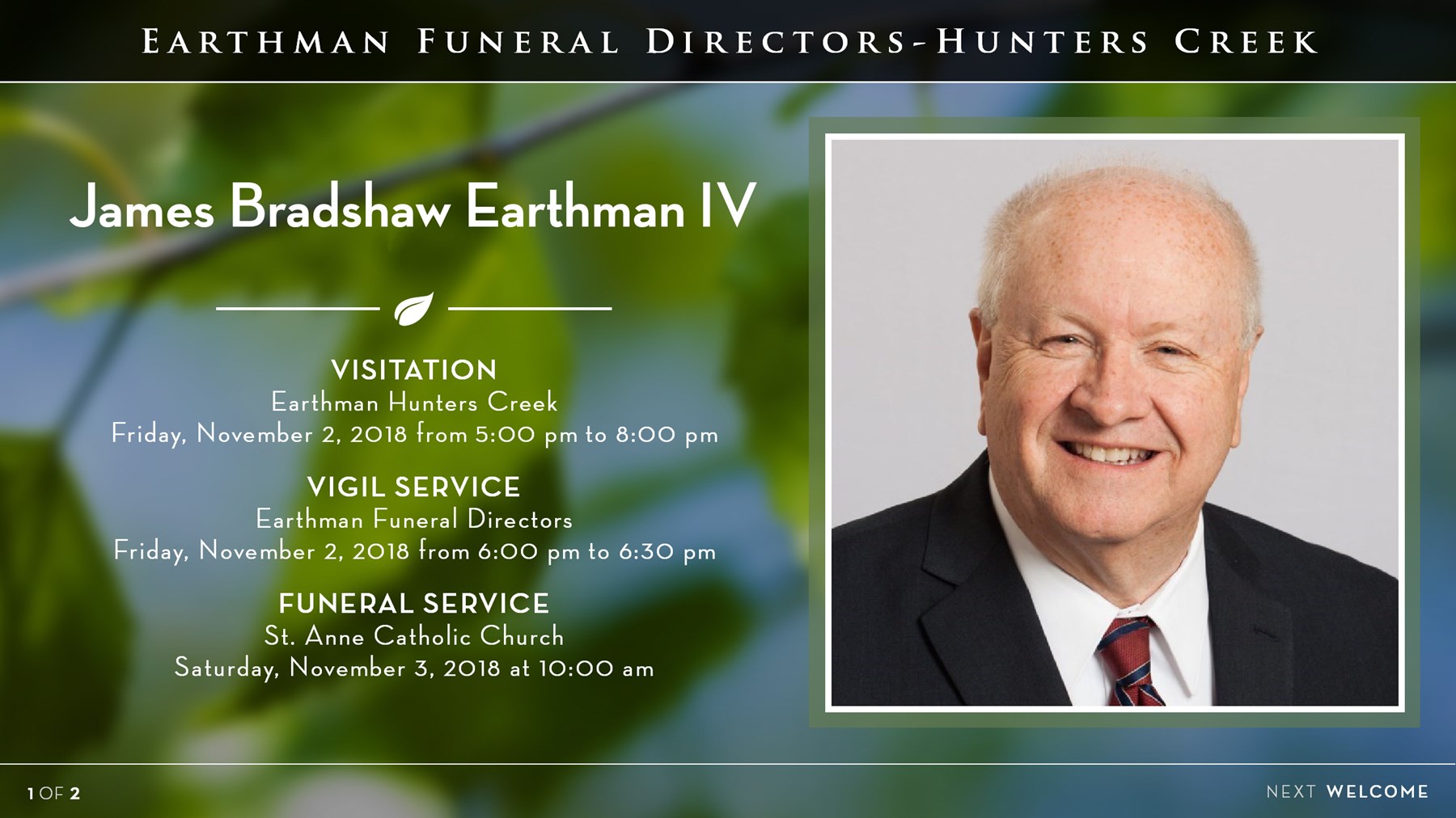 Obituary of James Bradshaw Earthman IV
