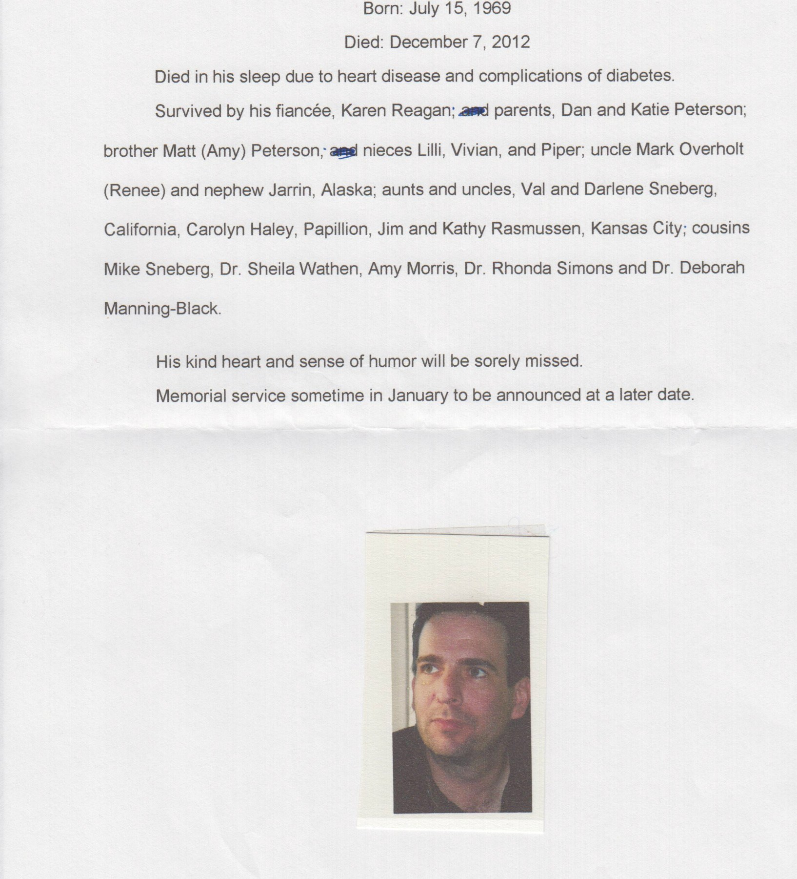 Obituary of Jesse D. Peterson